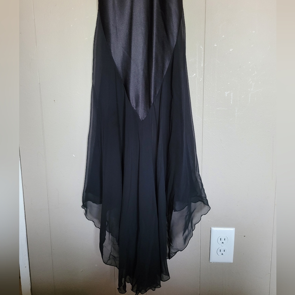 RARE VINTAGE Saks Fifth Avenue by designer Blanche Black Satin Chiffon Net Night - Picture 8 of 8